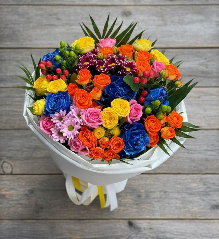 Букет цветов из: Розы и Хризантемы в Куликово