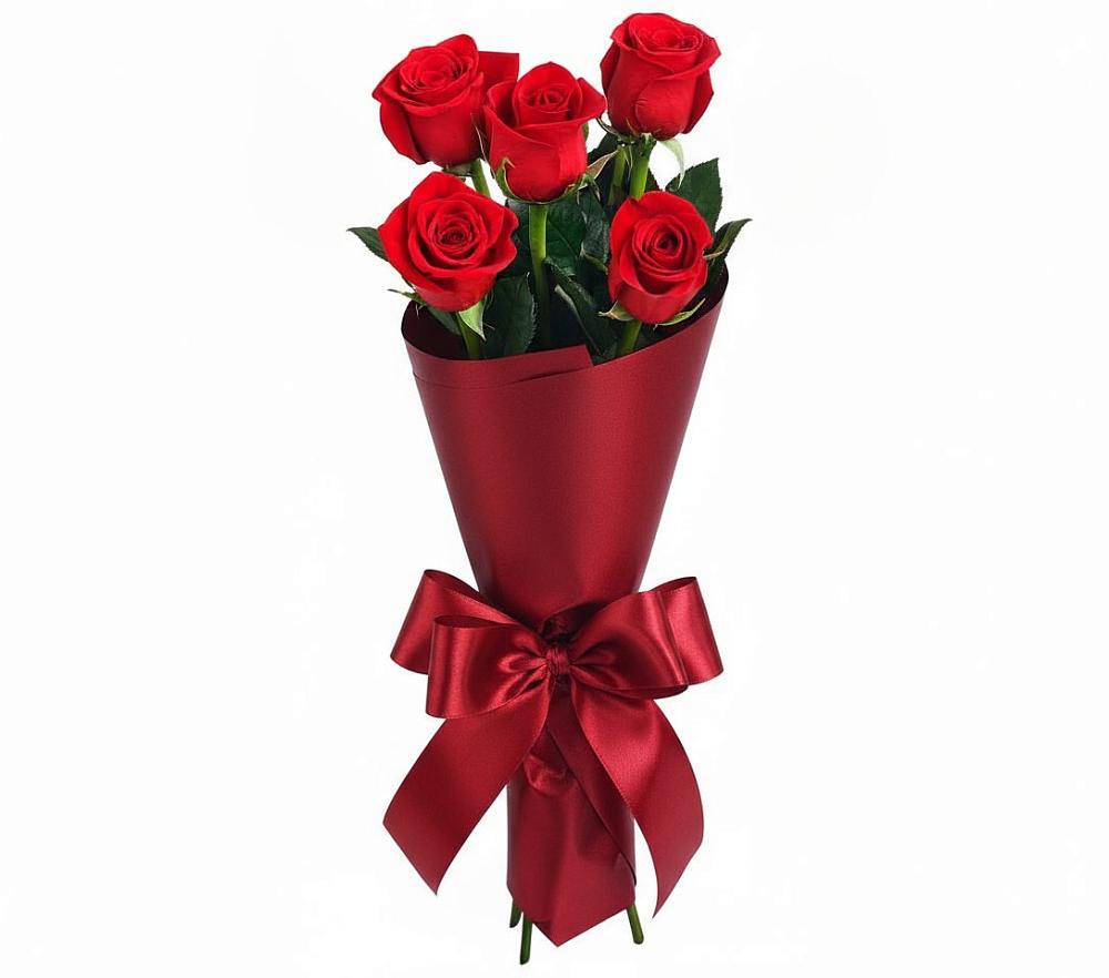 Букет 5 Красных роз Эдлесс Лав в Куликово