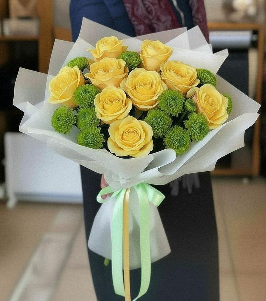 Букет цветов из: Хризантемы и Розы в Куликово