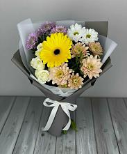 Букет цветов из:  Розы, Герберы и Хризантемы в Куликово