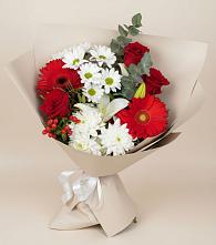 Букет цветов из:  Розы, Хризантемы, Герберы и Лилии в Куликово