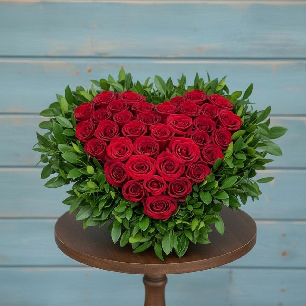 Цветочная композиция из Розы в виде сердца в Куликово