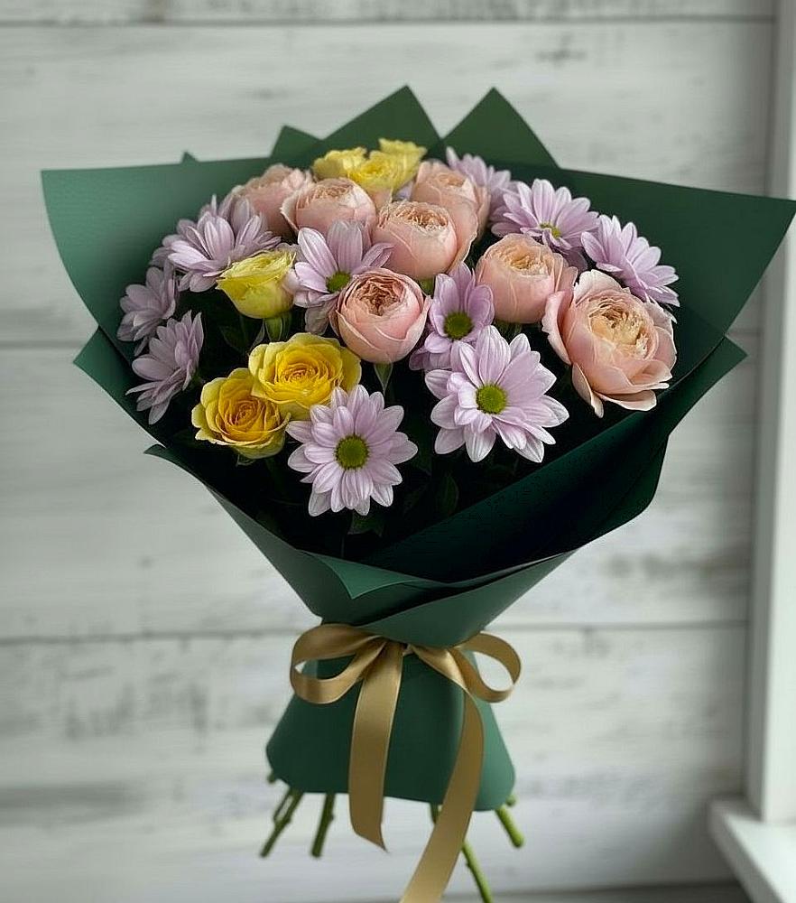 Букет цветов из: Хризантемы и Розы в Куликово