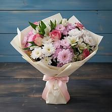 Букет цветов из:  Хризантемы, Альстромерии и Розы в Куликово