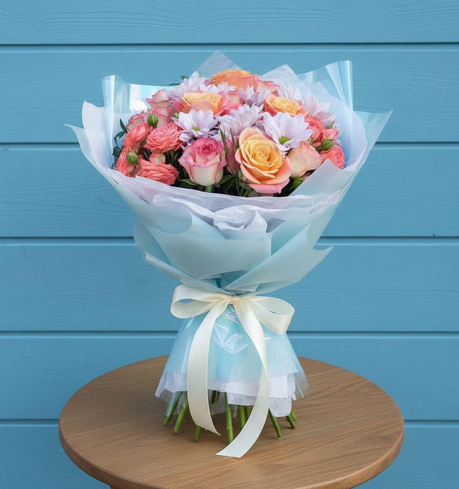 Букет цветов из: Хризантемы и Розы в Куликово