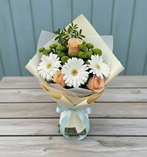 Букет цветов из:  Герберы, Розы и Хризантемы в Куликово