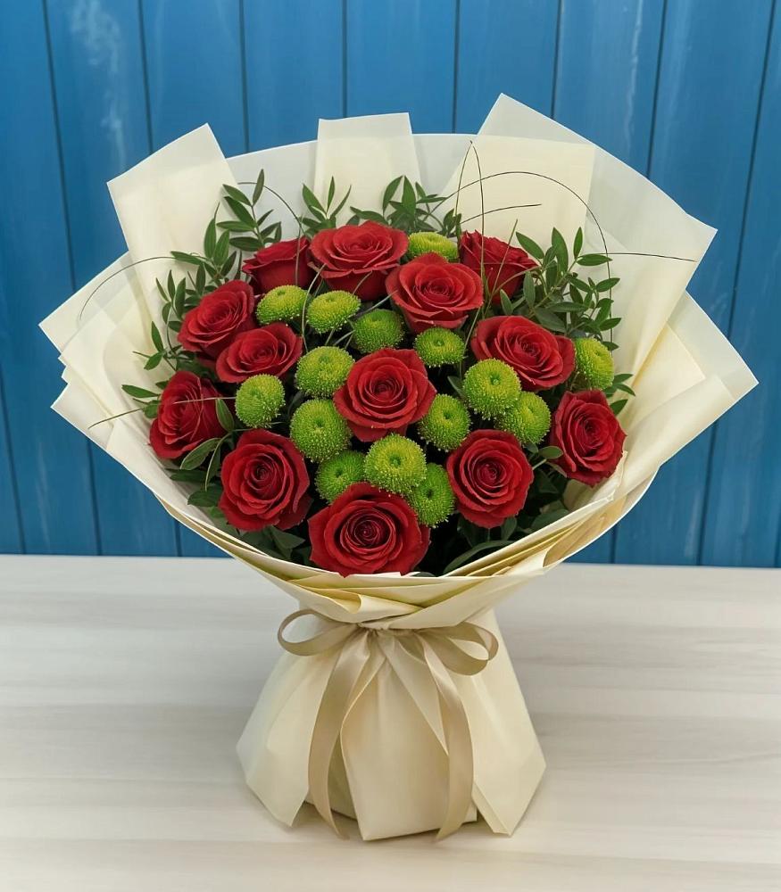 Букет цветов из: Розы и Хризантемы в Куликово